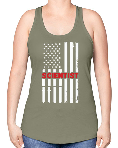 ScientistUSAFlagScientistSkinite Scientist Skinite 38# - general science -Racerback Tank