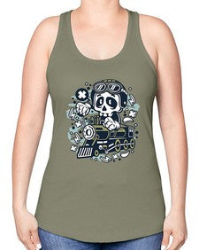 Skull Train 1067# - skull and bones -Racerback Tank