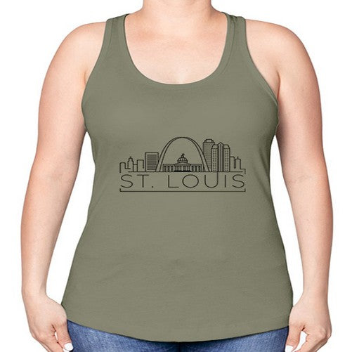 St Louis Minimal Skyline 1882# - cities -Racerback Tank
