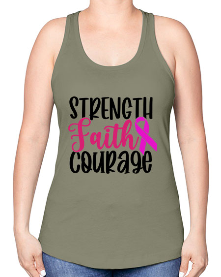 Strength Faith Courage 7# - breast cancer -Racerback Tank