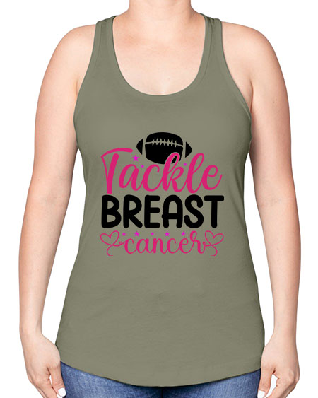 Tackle Breast Cancer 4# - breast cancer -Racerback Tank