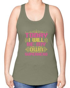 Today i will be 255# - cartoon super hero -Racerback Tank