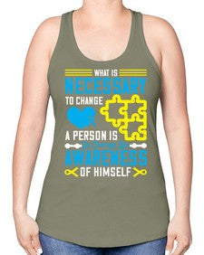 What is necessary to change a person is to change his awareness of himself Style 8# - Self awareness -Racerback Tank