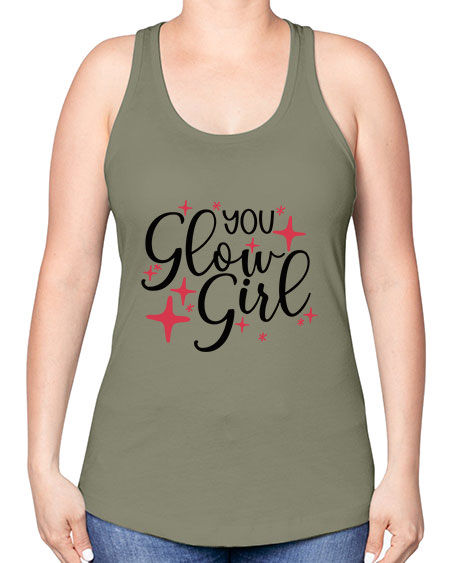 Yo Glow Girl Style 6# - beauty - fashion -Racerback Tank