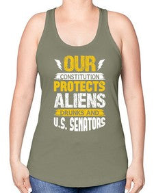 Your constituion protects aliens and drunks 49# - ufo -Racerback Tank