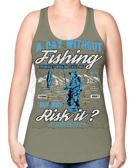 a day without fishing cs 68# - shark-fish -Racerback Tank