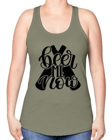 beer me now 657# - beer -Racerback Tank