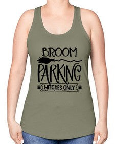 broom parking witches only 46# - witch -Racerback Tank