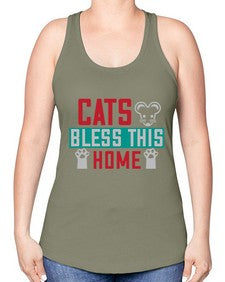 cats bless this home Style 36# - cats -Racerback Tank