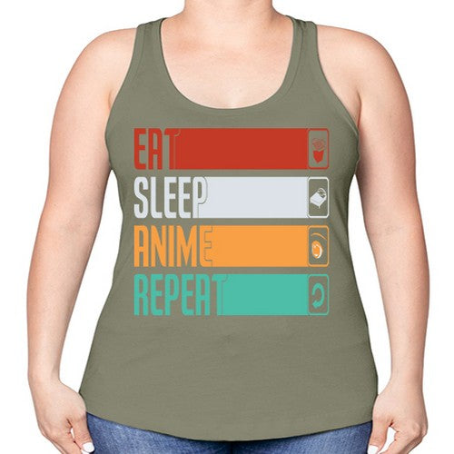 eat sleep anime repeat225# - anime -Racerback Tank