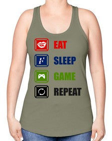 eat sleep game repeat 77# - video games -Racerback Tank