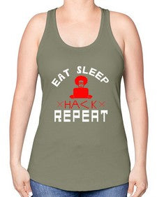 eat sleep hack repeat 48# - computer -Racerback Tank