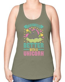 everything better with a unicorn 128# - unicorn -Racerback Tank