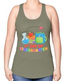 first day of Kindergarten 103# - kindergarten -Racerback Tank