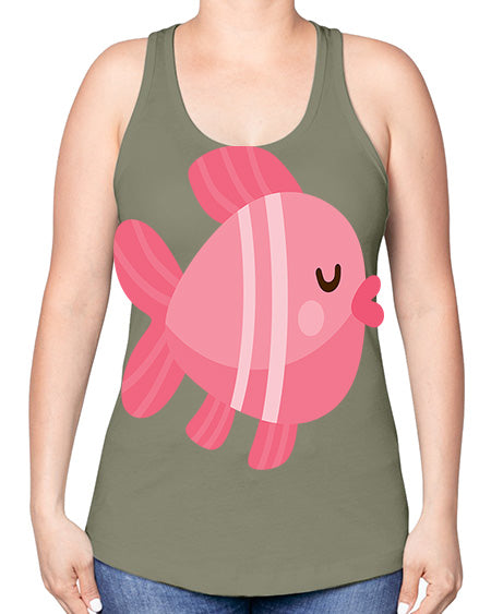 fish 53# - shark-fish -Racerback Tank