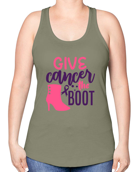 give cancer the boot Style 11# - breast cancer -Racerback Tank
