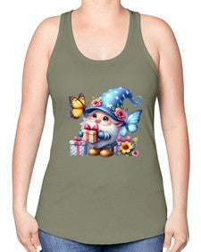 gnome with butterfly 03# - gnome -Racerback Tank