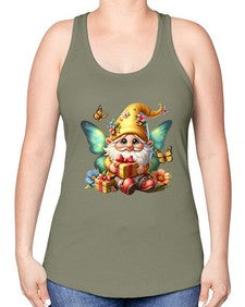 gnome with butterfly 07# - gnome -Racerback Tank