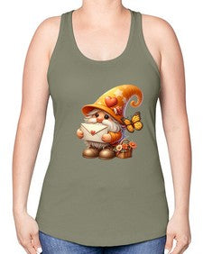 gnome with butterfly 09# - gnome -Racerback Tank