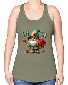 gnome with butterfly 11# - gnome -Racerback Tank