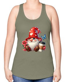 gnome with butterfly 12# - gnome -Racerback Tank