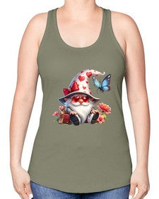 gnome with butterfly 13# - gnome -Racerback Tank