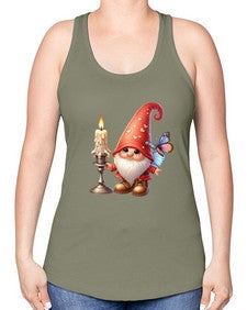 gnome with butterfly 16# - gnome -Racerback Tank
