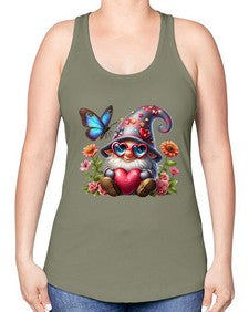 gnome with butterfly 17# - gnome -Racerback Tank
