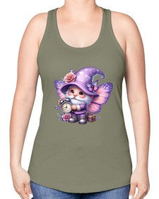 gnome with butterfly 18# - gnome -Racerback Tank