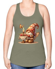 gnome with butterfly 21# - gnome -Racerback Tank