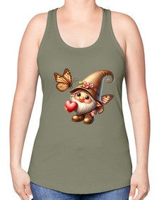 gnome with butterfly 22# - gnome -Racerback Tank