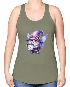 gnome with butterfly 23# - gnome -Racerback Tank