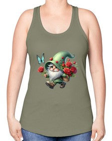 gnome with butterfly 24# - gnome -Racerback Tank