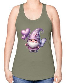 gnome with butterfly 25# - gnome -Racerback Tank