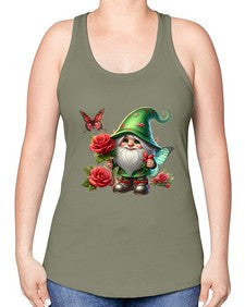 gnome with butterfly 26# - gnome -Racerback Tank