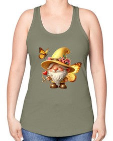 gnome with butterfly 27# - gnome -Racerback Tank