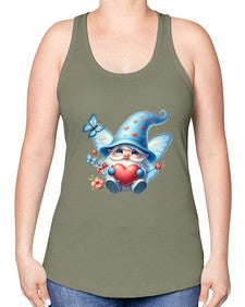 gnome with butterfly 28# - gnome -Racerback Tank