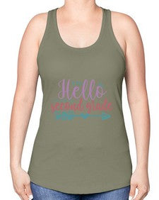 hello second grade 320# - second grade -Racerback Tank