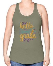 hello second grade 321# - second grade -Racerback Tank