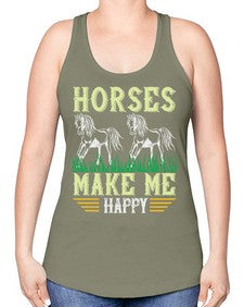 horses make me happy Style 40# - horse -Racerback Tank