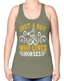 just a boy who loves horses Style 32# - horse -Racerback Tank