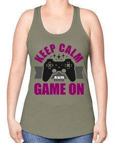 keep calm and game on 132# - video games -Racerback Tank