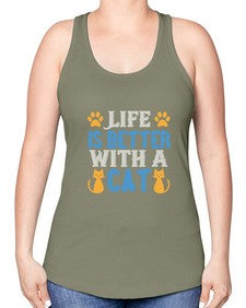 life is better with cat Style 64# - cats -Racerback Tank