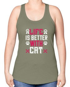 life is better with cat Style 65# - cats -Racerback Tank