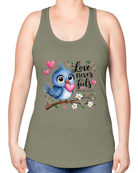 love never fails 63# - birds -Racerback Tank