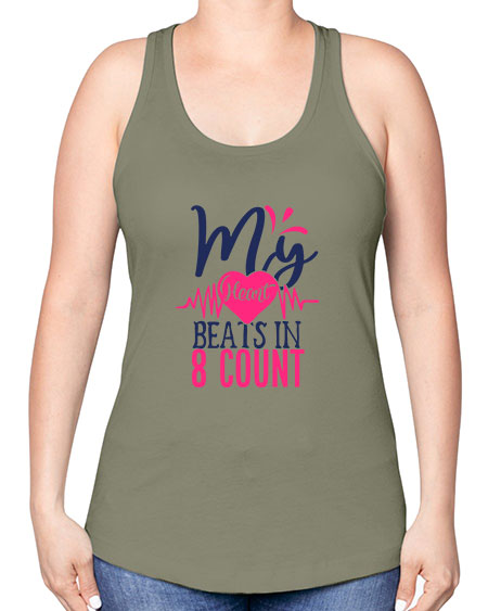 my heart beats in count 1740# - cheer -Racerback Tank
