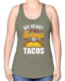 my heart belongs to tacos 1423# - tacos -Racerback Tank