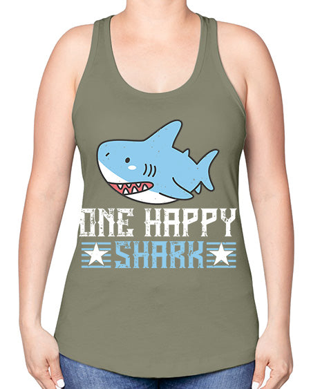 one happy shark Style 50# - shark-fish -Racerback Tank