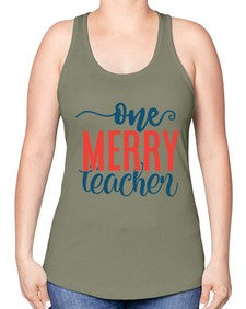 one merry teacher Style 327# - teacher -Racerback Tank