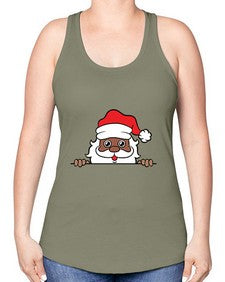 peekaboo black santa 19# - black boys or men -Racerback Tank